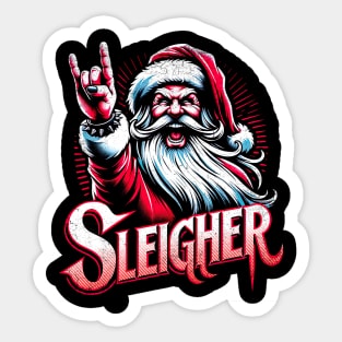 Sleigher Santa Claus Rock Christmas Sticker